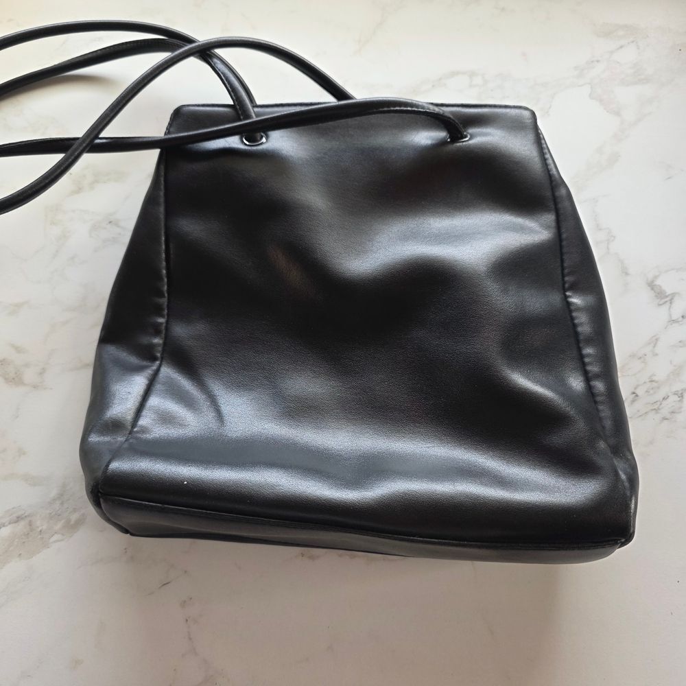 Nine West Black Shoulder Tote with Silver Plaque - Picture 3 of 4
